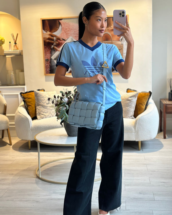 *HOT COLOUR & FIRE PRICE* Bottega Veneta Sky Blue Padded Cassette Bag with Gold Hardware RRP £2,780