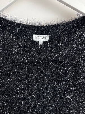 Loewe Black Glitter Long Sleeve Jumper with Metal Logo Detail Size S (UK 8)