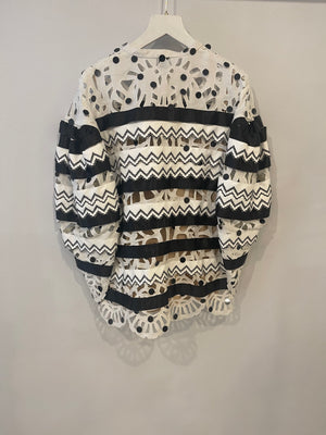 Louis Vuitton Black and White Top with Cut Out and Sequin Details Size FR 40 (UK 12)