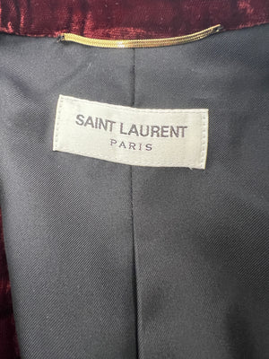 Saint Laurent Burgundy Velvet Blazer and Tailored Trouser Set Size FR 34 (UK 6)