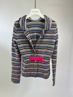 Chanel Multi-Coloured Tweed Jacket with Pink Velcro Closure Detail FR 38 (UK 10)