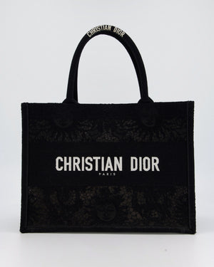 Christian Dior Small Book Tote in Black Embroidry and White Logo