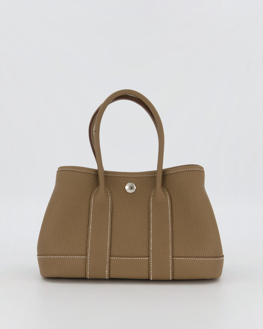 Hermès Neo Garden Party 23 Bag in Etoupe Taurillon Clemence Leather with Palladium Hardware