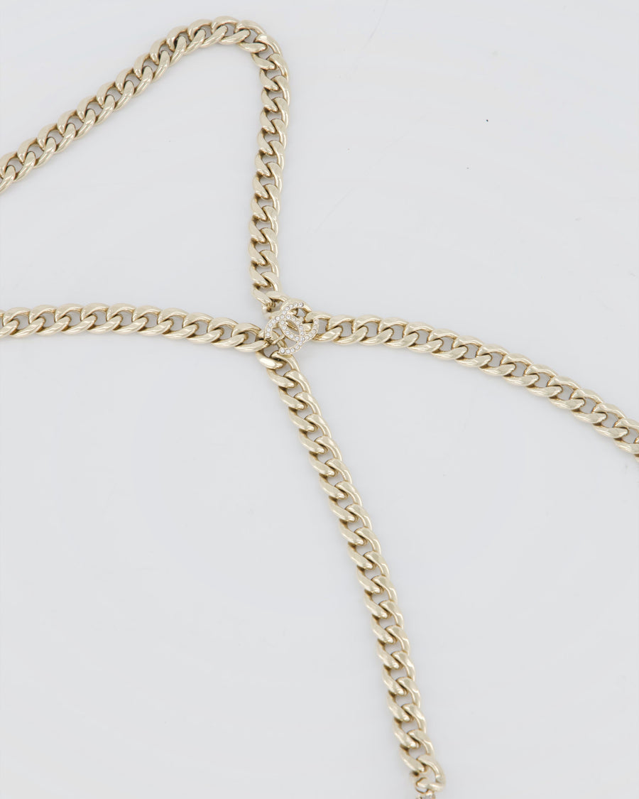 Chanel 23/S Champagne Gold CC No5 Chain Necklace