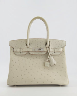 Hermès Birkin 30 Retourne Bag in Gris Perle Ostrich Leather with Palladium Hardware