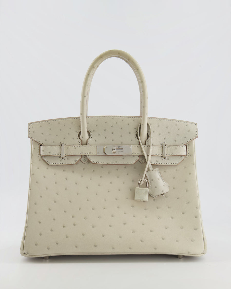Hermès Birkin 30 Retourne Bag in Gris Perle Ostrich Leather with Palladium Hardware