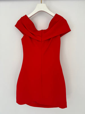 Solace London Red Sleeveless Mini Dress with Draped Neckline Detail Size UK 8
