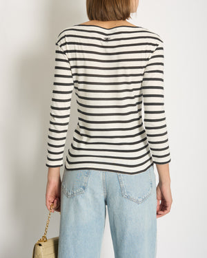 Christian Dior Navy & White Striped Long Sleeve Top Size XS (UK 6)
