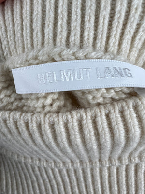 Helmut Lang Cream Wool Distressed Knitted Mini Skirt Size S (UK 8)