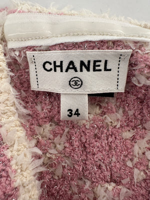 Chanel Pink & White Patterned Mini Bandeau Top Size FR 34 (UK 6)