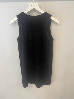 Chanel Black Terry Beach Mini Dress with Pocket Detail and Champagne Gold CC Logo Buttons Size FR 36 (UK 8)