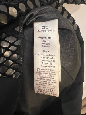 Elisabetta Franchi Black Python Embossed Midi Bodycon Dress Dress Size UK 6