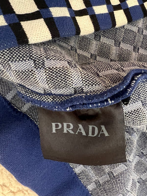 Prada Navy, White, and Black Square Pattern Mini Skirt Size IT 40 (UK 8)