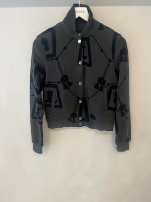 Hermès Grey Jacket and Shorts Set with Navy Lantern and Tassel Print with Silver Logo Buttons Size FR 34/40 (UK 6/12)