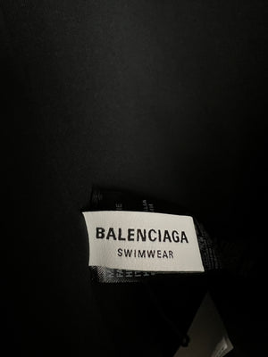 Balenciaga Black Heart-Print Open-Back Swimsuit Size XS (UK 6)