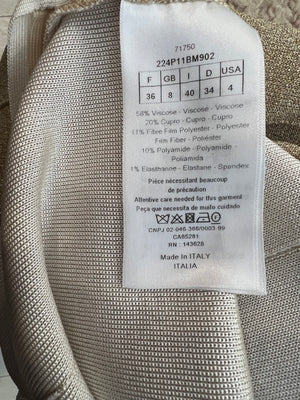 Christian Dior Gold Metallic Short-Sleeve Top and Trousers Set Size FR 36/38 (UK 8/10)