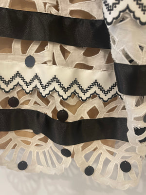 Louis Vuitton Black and White Top with Cut Out and Sequin Details Size FR 40 (UK 12)