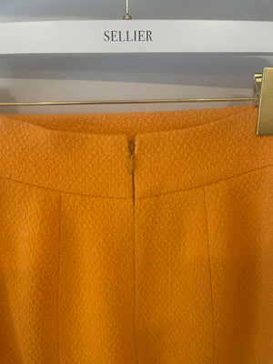 Chanel Orange Vintage Jacket and Skirt Set with Gold CC Buttons Size FR 42 (UK 14)
