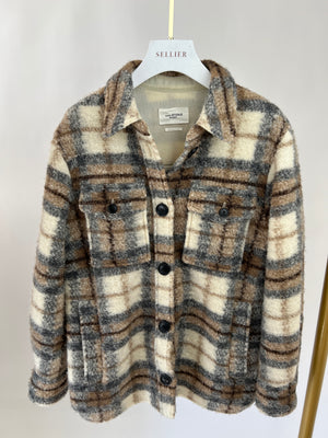 Isabel Marant Etoile Cream and Brown Check Wool Blend Jacket with Pockets FR 34 (UK 6)