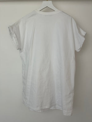 Balmain White Thick Cotton T-shirt with Embellished Logo Detail Size FR 36 (UK 8)