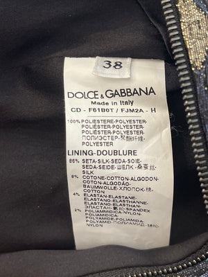 Dolce & Gabbana Turquoise Metallic and Gold Jacquard Mini Dress Size IT 38 (UK 6)