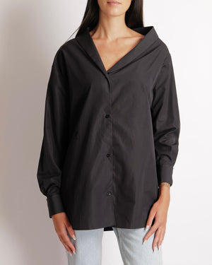 Christian Dior Black Cotton Poplin Asymmetric Shirt with CD Logo Detail Size FR 40 (UK 12) RRP £1,450