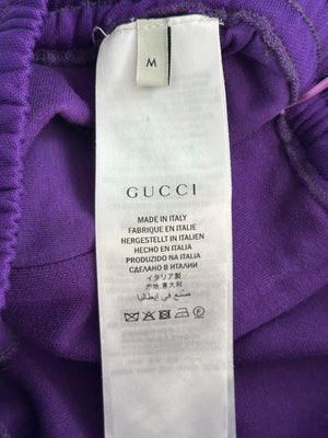 Gucci Purple Crystal Joggers with Red White and Navy Stripe Side Detail Size M (UK 10)