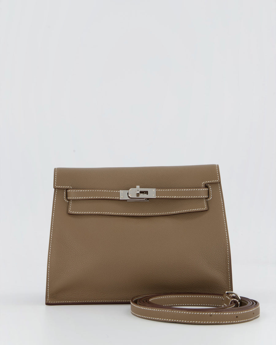 Hermès Kelly Danse Bag in Etoupe and Beton Togo Leather with Palladium Hardware
