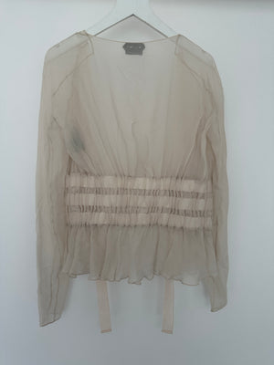 Tom Ford Beige Long Sleeve Silk Cardigan with Ruched Waist Detail Size IT 36 (UK 4)