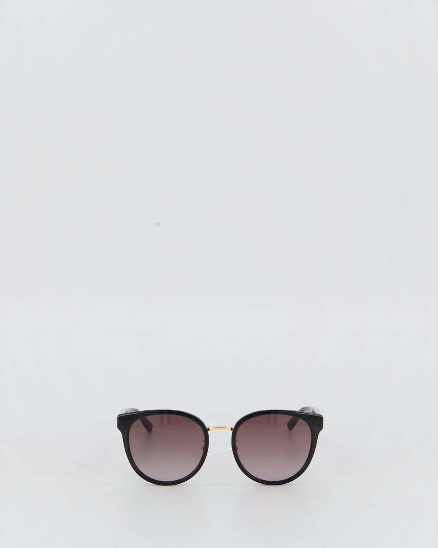 Bottega Veneta Black and Gold Hardware Sunglasses With Small Engraved Logo Detail