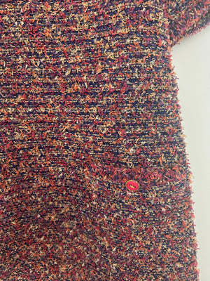 Chanel Purple, Pink & Orange Tweed Short Dress with Hot Pink Buttons Detail Size FR 36 (UK 8)