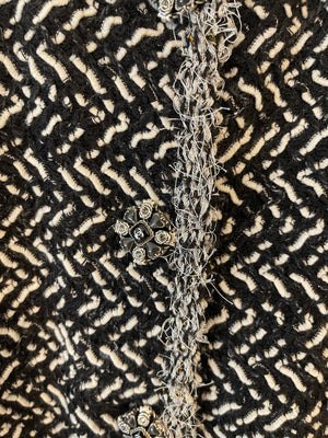 Chanel Black and White Tweed Cape with Crystal Embellished CC Buttons Size FR 36 (UK 8)