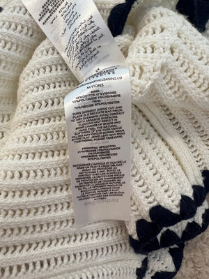 Self Portrait Cream Knit Top with Navy Trim Detail and Gold Buttons Size S (UK 8) RRP £285