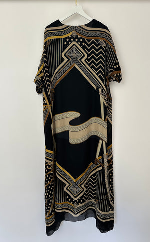 Hermès Black Poste Aux Lettres V-Neck Maxi Dress Size FR 38 (UK 10)