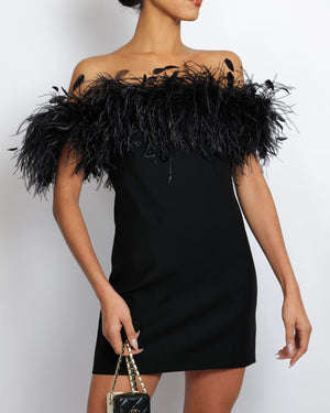 Valentino Black Sleeveless Mini Dress with Feather Neckline Detail Size IT 38 (UK 6)