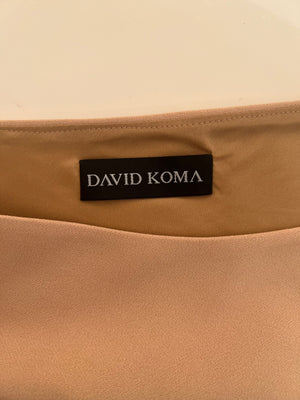 David Koma Beige One Shoulder Cropped Top with Silver Logo Detail Size UK 10 RRP £480