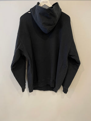Balenciaga Black Distressed Hoodie with BB Logo Details Size S (UK 8)