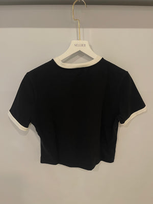 Miu Miu Black Cotton Jersey T-Shirt with Embroidered Logo Size M (UK 10) RRP £590