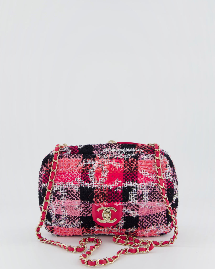 Chanel Pink & Black Coco Beach Convertible CC Flap Tote Bag with Champagne Gold Hardware