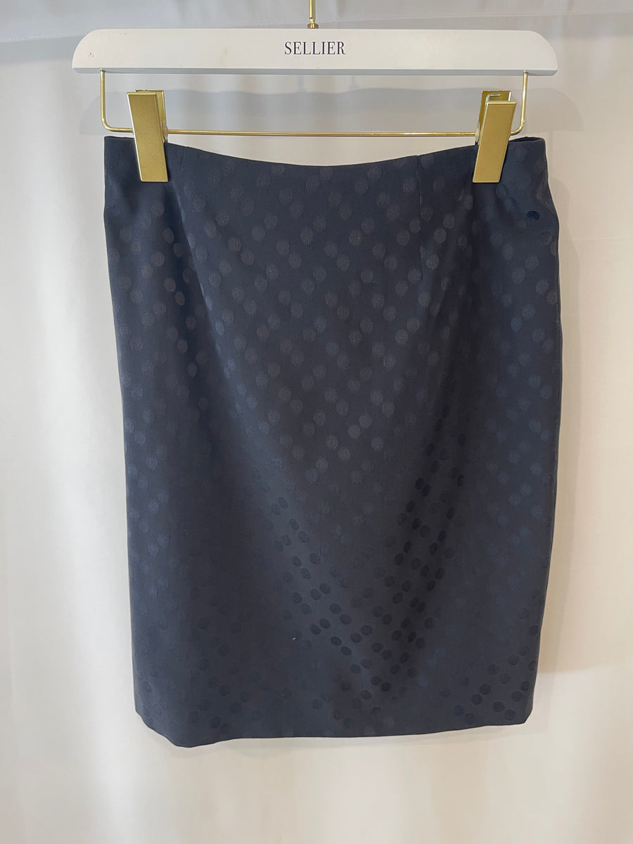 Valentino Black Silk Polka Dot Mini Skirt Size UK 8