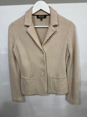 Loro Piana Beige Baby Cashmere Knitted Blazer Jacket with Beige Buttons Size IT 38 (UK 6)