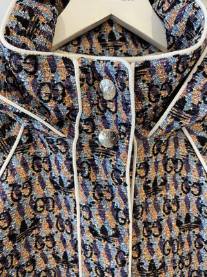 Gucci X Adidas Purple and Yellow Cropped Short Sleeve Hooded Jacket with GG Prints Size IT 42 (UK 10)