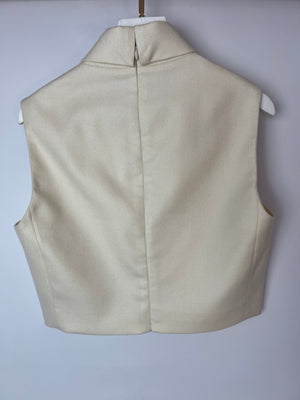 Celine Cream Cropped Cashmere High-Neck Top Size FR 36 (UK 8)