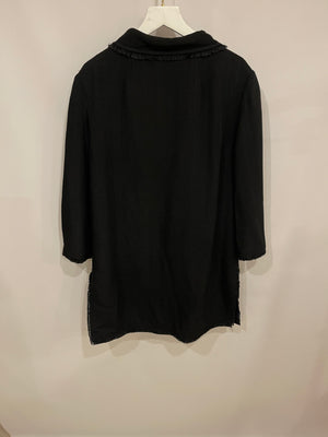 Dolce & Gabbana Black Fringe-Detailed Jacket with Button Details Size IT 42 (UK 10)