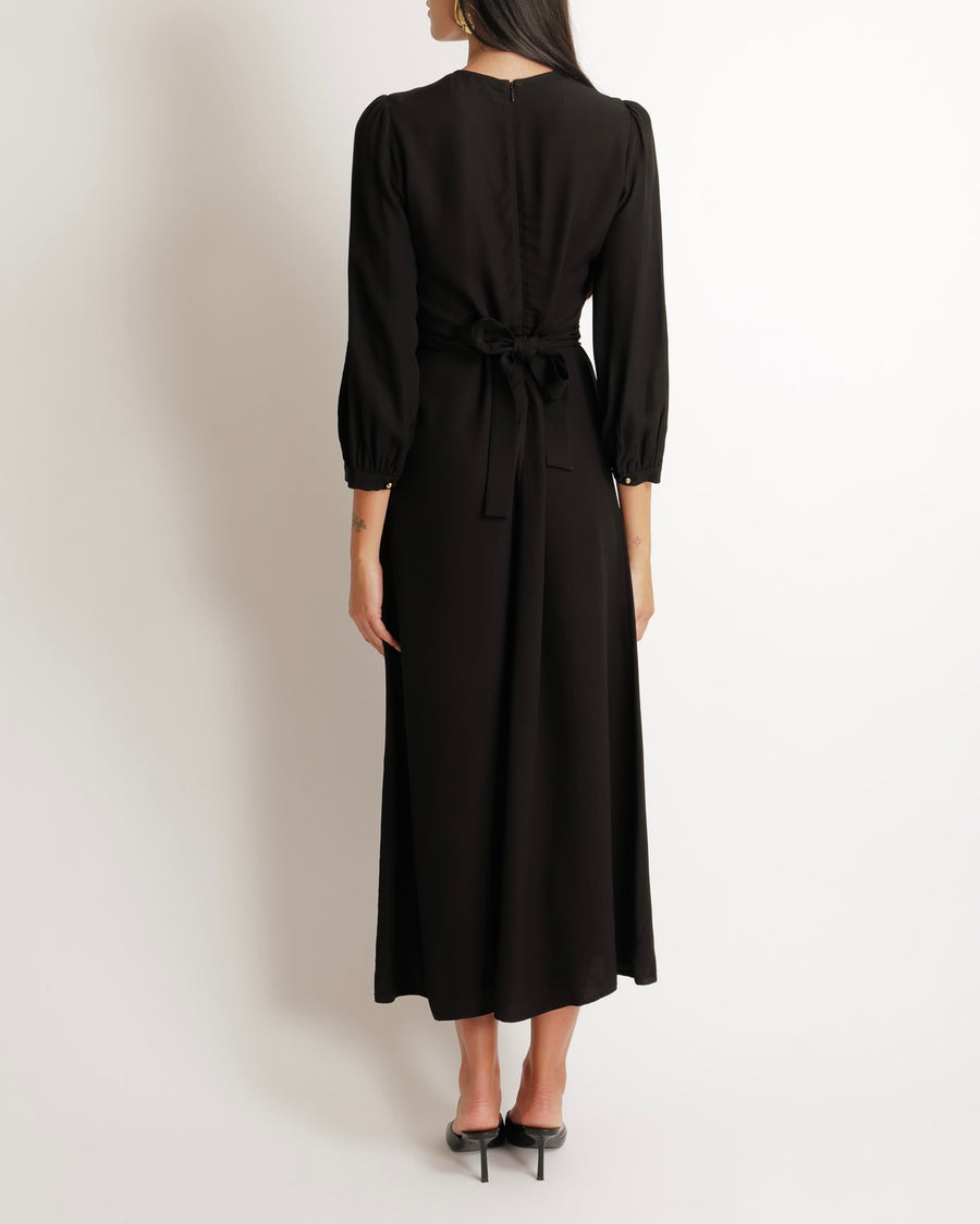 Zimmermann Black Long-Sleeve Maxi Dress with Bow Detail Size 1 (UK 10)