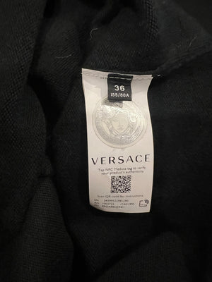 Versace Black Wool High Neck Jumper with Gold Medusa Buttons Detail Size IT 36 (UK 6)