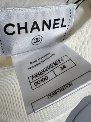 Chanel White Textured Sleeveless Mini Dress with Pocket Detail Size FR 34 (UK 6)