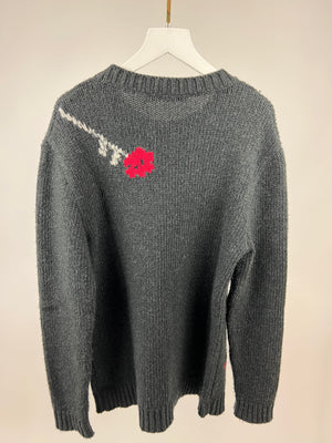 Christian Dior Charcoal Grey Wool 'Youthquake' Oversized Jumper FR 34 (UK 6)