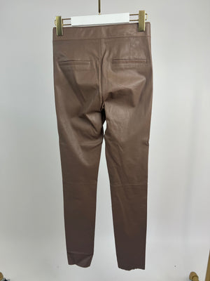 Remain by Birger Christensen Taupe Leather Leggings with Back Pocket Detail FR 36 (UK 8)