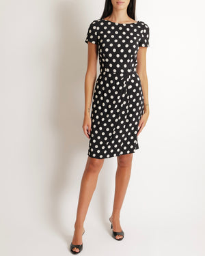 Prada Black Polkadot Short-Sleeve Mini Pleated Dress Size IT 42 (UK 10)